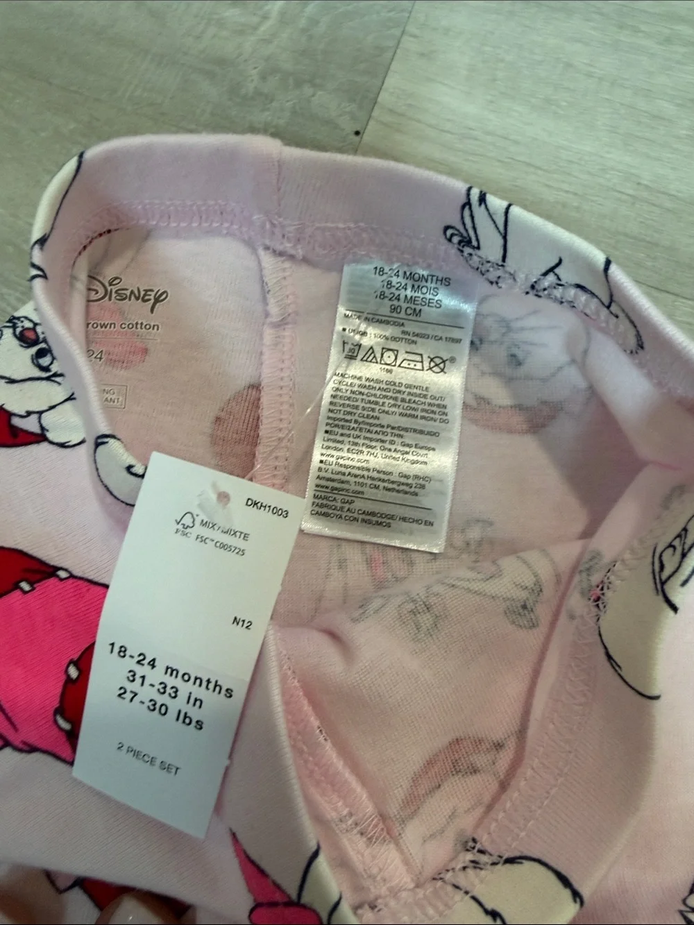 NWT GAP Pink Cat Print Two-Piece Pajama Set 18-24